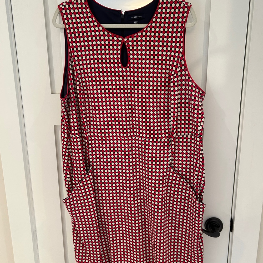 Talbots Red, Navy and White Midi Dress